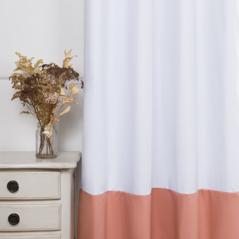 Khalon Cotton Blend Blackout Curtain Panel Pair, White/Pink