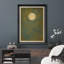 Pleine lune avec lignes dorées fluides sur fond vert foncé, impression sur toile encadrée-643125529-643125524