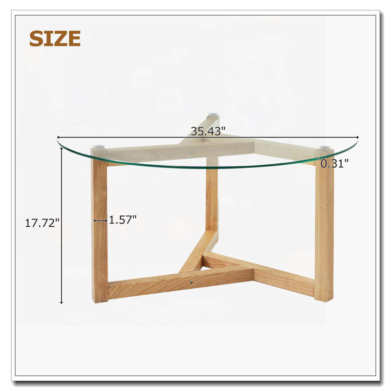 Table basse ronde en verre, Naturel