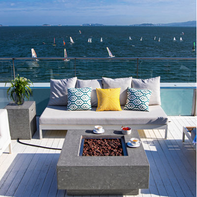 Manhattan 36" Outdoor Concrete Fire Table 45,000 BTU - Includes Lava Rocks & PVC Cover