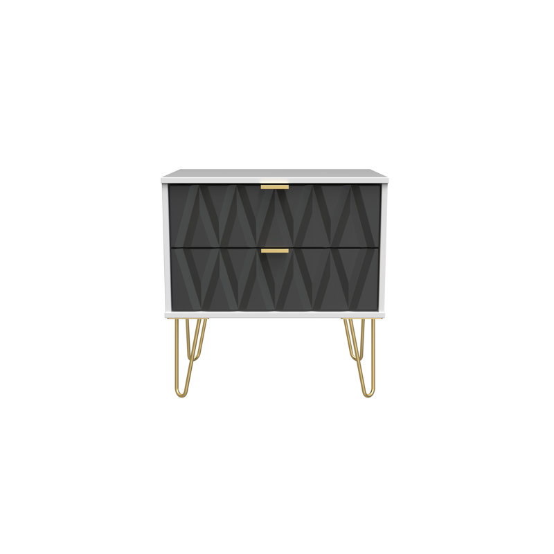 Baturhan 2 Drawer Midi Chest (Ready Assembled), Graphite/White