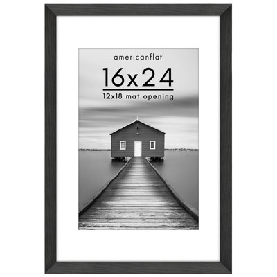 Picture Frame - Americanflat Frame with Mat - Wide Molding - Shatter-Resistant Glass