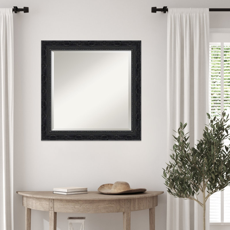 Miroir mural Filigree, 24,5 po x 24,5 po, Lustre noir