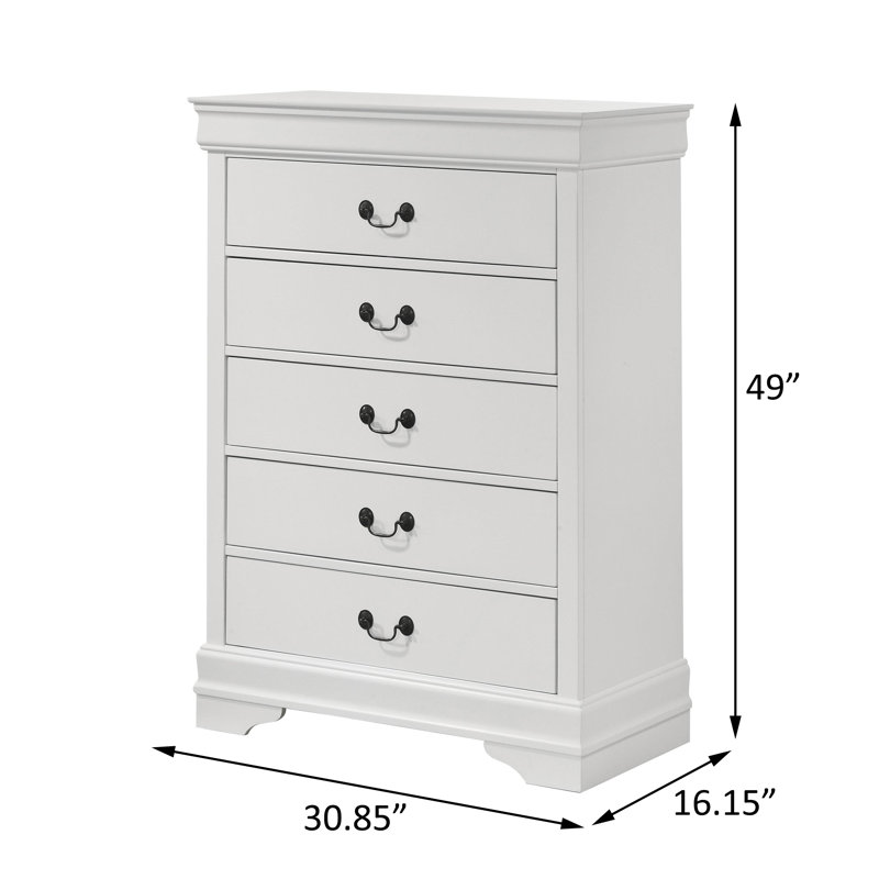 Ensemble de chambre à coucher 5 pièces, Blanc, Très grand