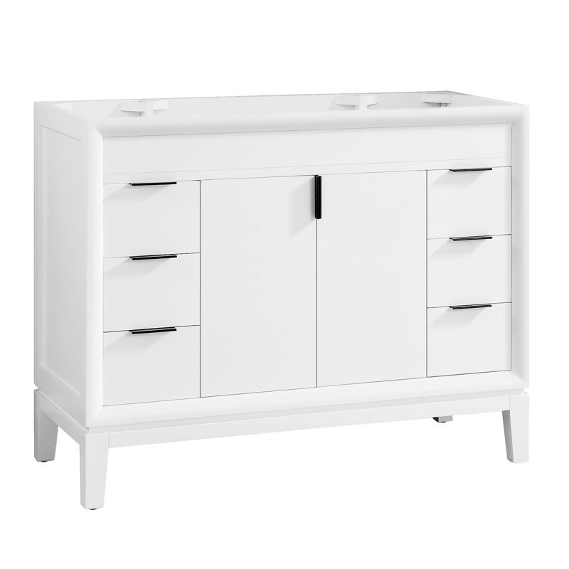 Base de meuble-lavabo simple 42 po Emma, Blanc / bronze noir
