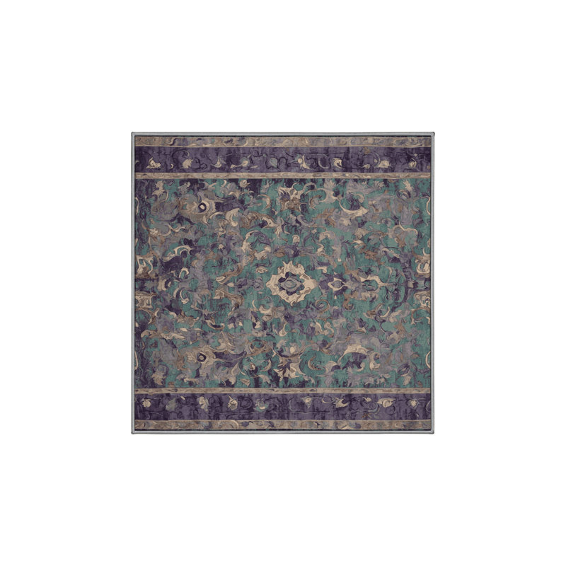 Machine Washable Gray Area Rug, Square 8'