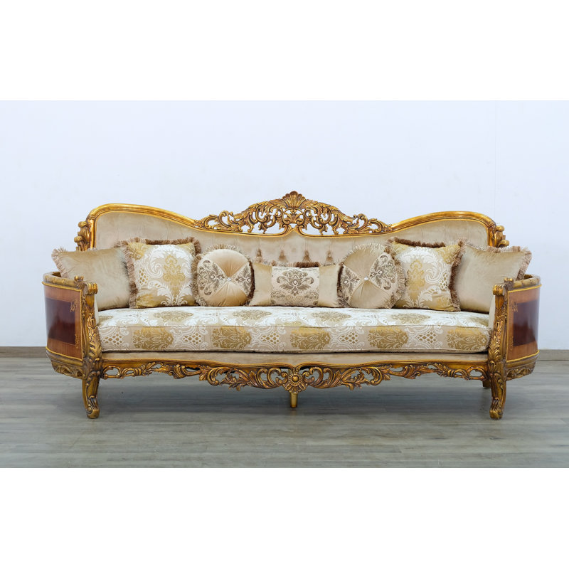 3 Piece Modigliani Sofa Red Gold Fabric, Beige