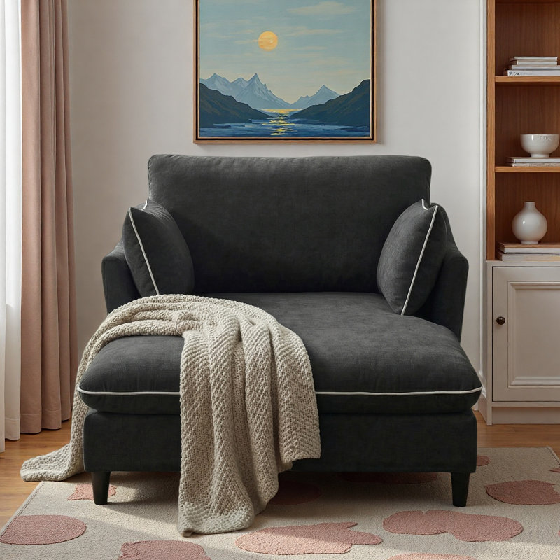 Chaise longue moderne avec coussins, Noir