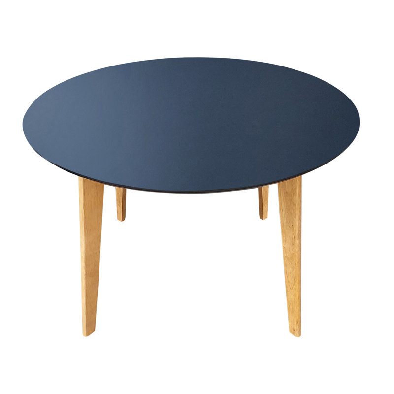 Charmain Oak Round Solid Wood Base Dining Table, Black