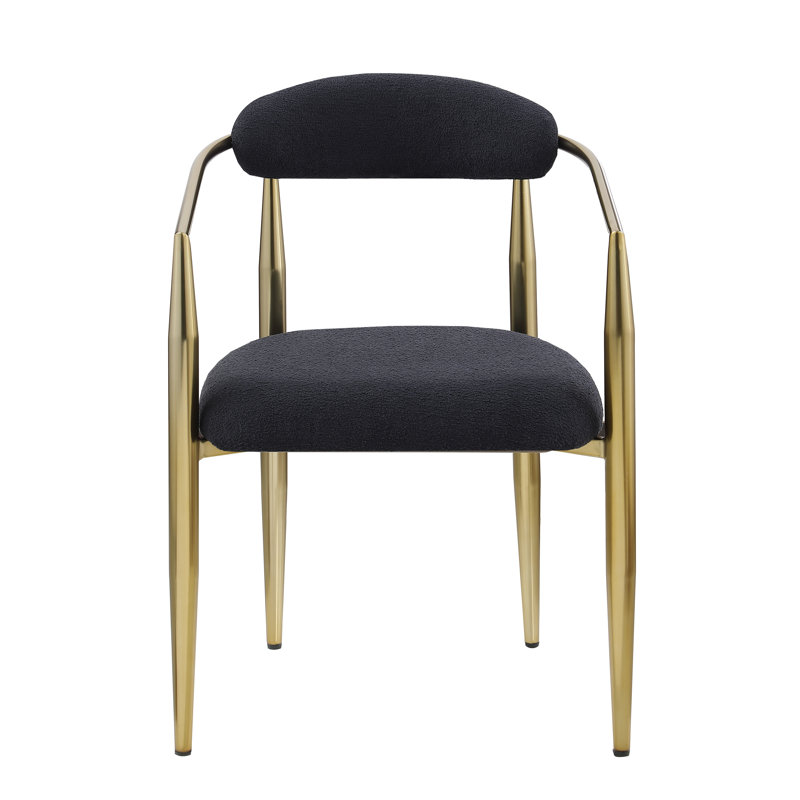 Chaises de salle à manger rembourrées Akim, Doré, Noir