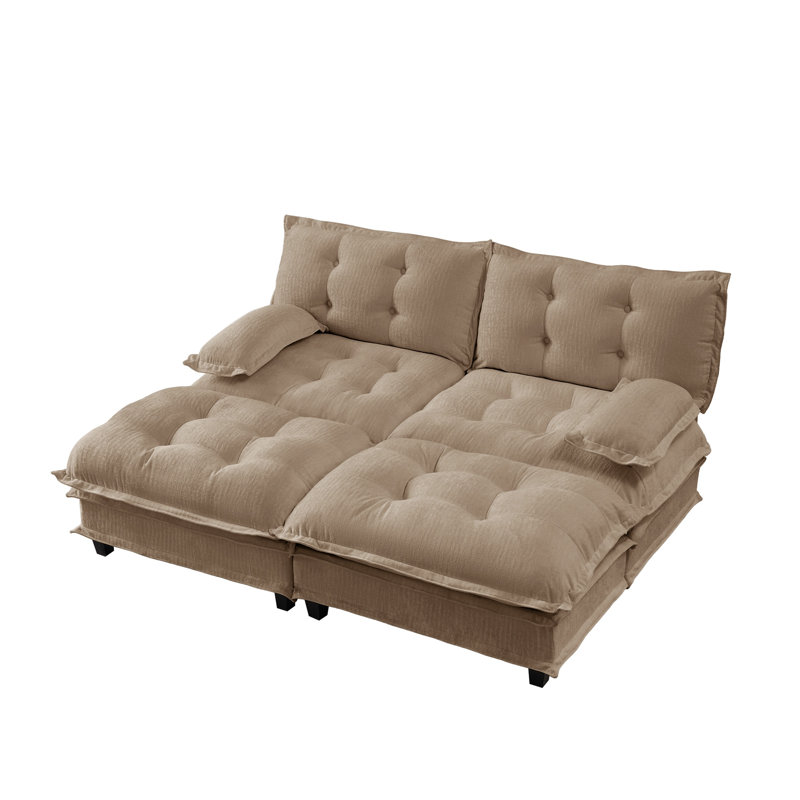 Canapé-lit modulaire 77 po 77 po, Chenille brun clair
