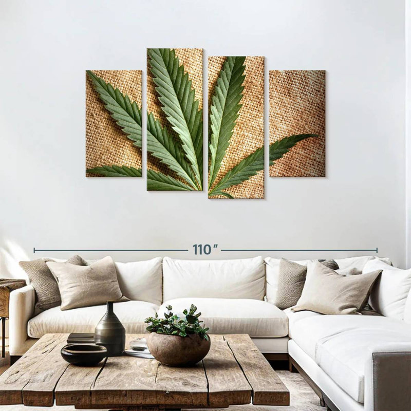Marijuana sur bois, H 48 po x l 75 po