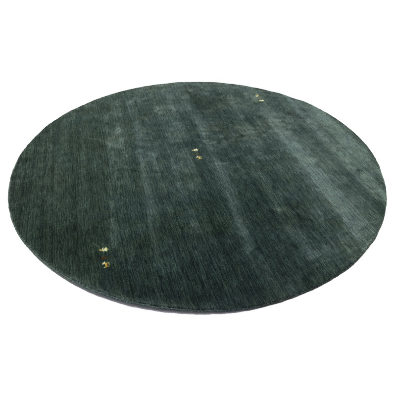 Tapis vert foncé Tribal Gabbeh, Rond 8 pi