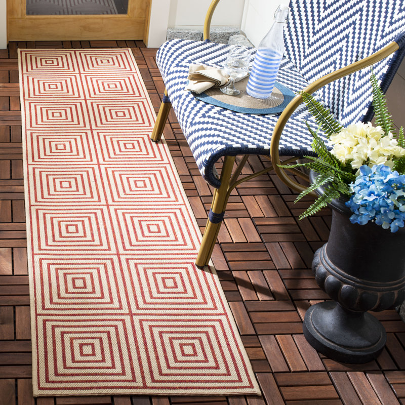 Kelli Beach House Performance Geometric Indoor/Outdoor Area Rug, Runner 2'2" x 8'