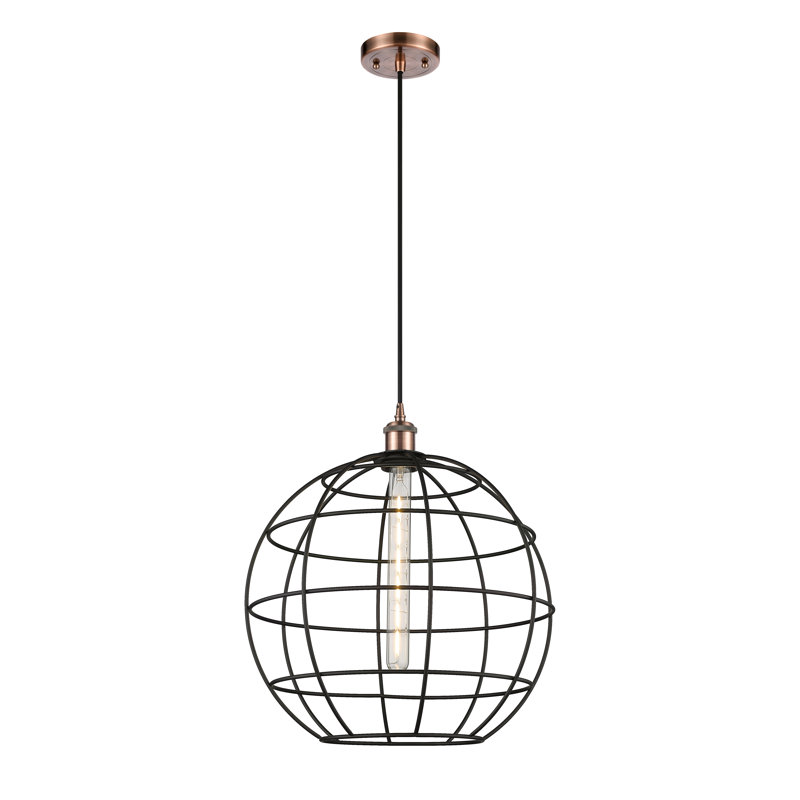 Luminaire suspendu à tige 1 lumière 16 po Ballston Lake Placid, H 137,75 po x l 16 po x P 16 po, Cuivre antique