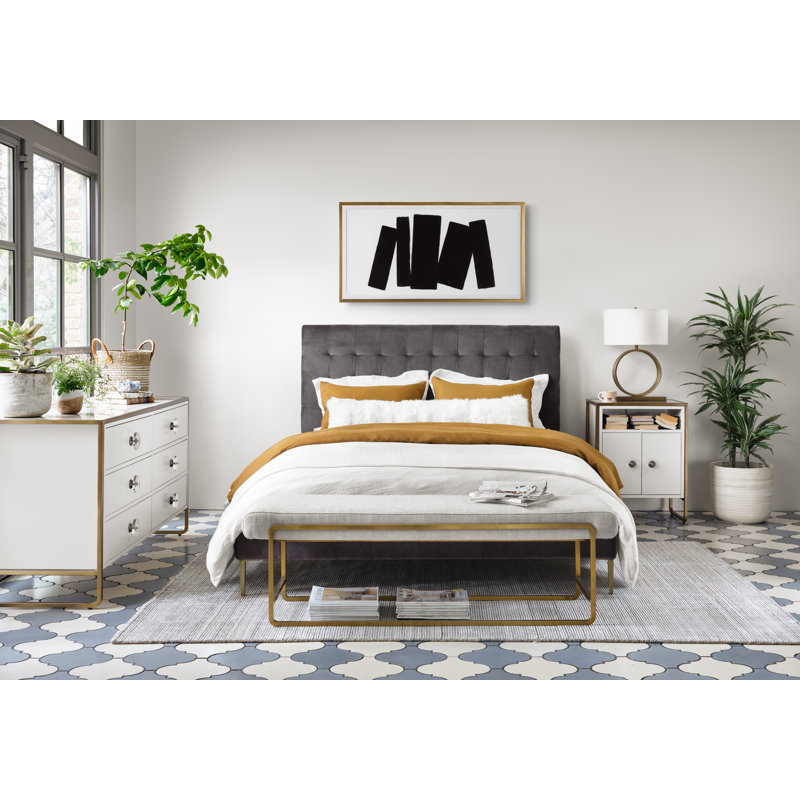 Sled Upholstered Bench, Thames Cream
