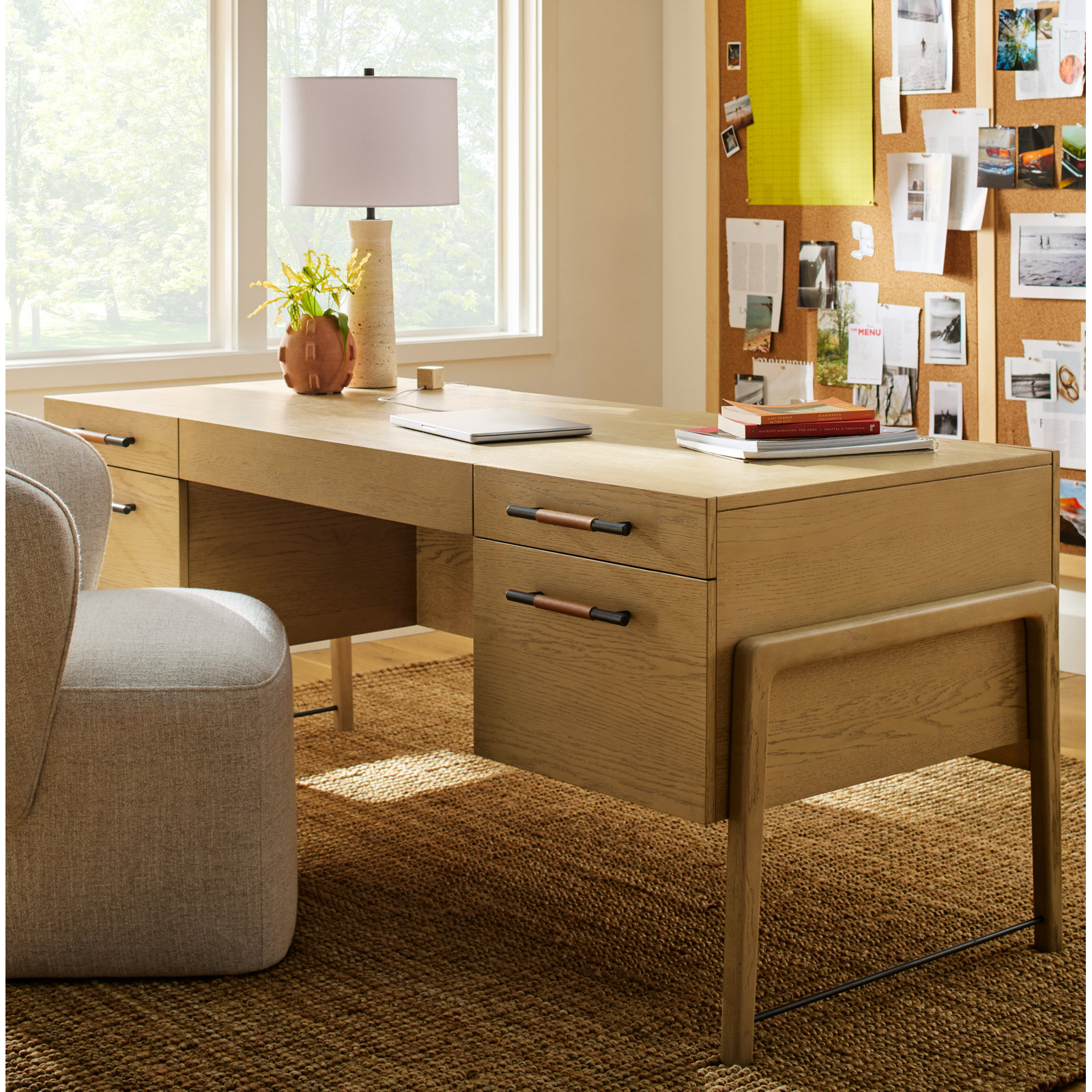 Karsten Writing Desk, Amber Oak