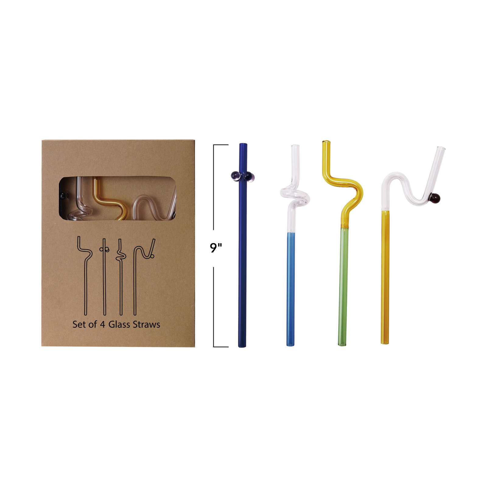 Glass Twisted Drinking Straw Set