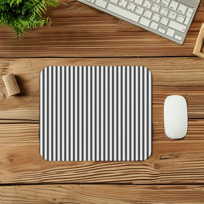 Abstract Black Vertical Stripes Pattern Modern Gaming Cute Office Laptop Desk Pad Gift Mat Square Rectangle Non-Slip Mousepad