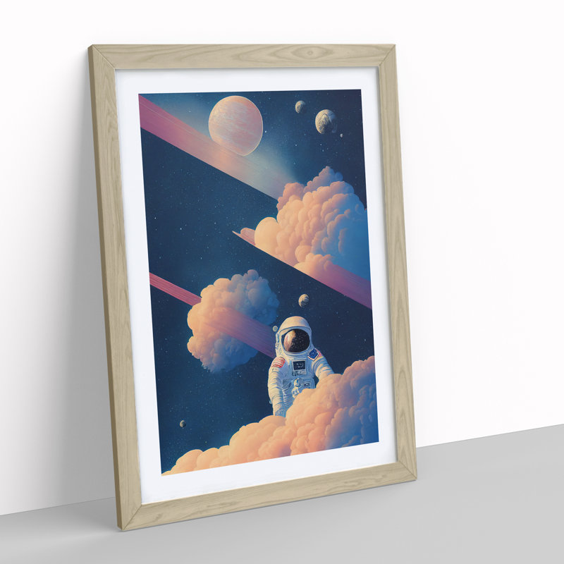 Astronaut in the Clouds 1 Piece Single Picture Frame Wall Art, 64cm H x 46cm W x 2cm D, Oak Framed