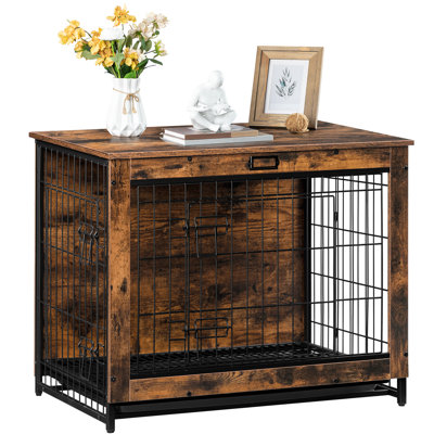 Double Door Pet Crate with Lockable Entrance and Pull-out Tray