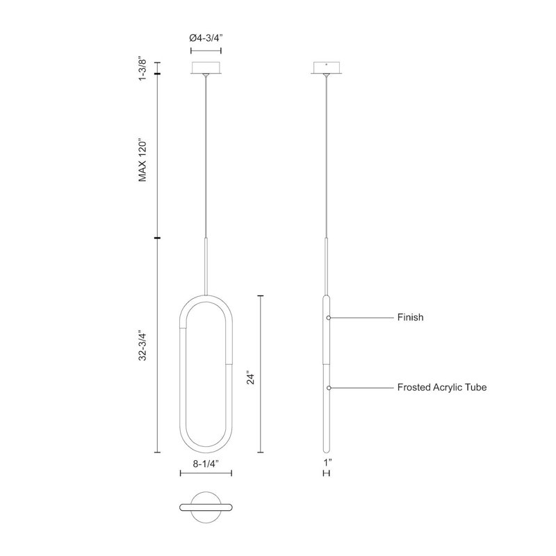 Huron 1 - Light LED Single Pendant, Chrome