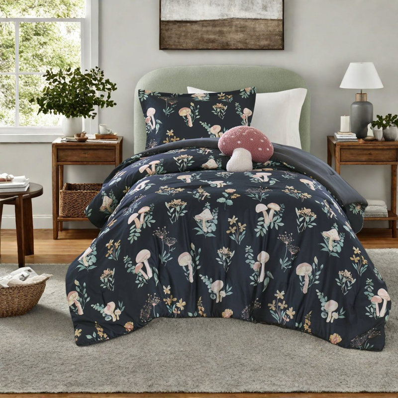 Comfortable Microfiber Bedding Sets, Hypoallergenic Mushroom Print, Cozy Home Decor