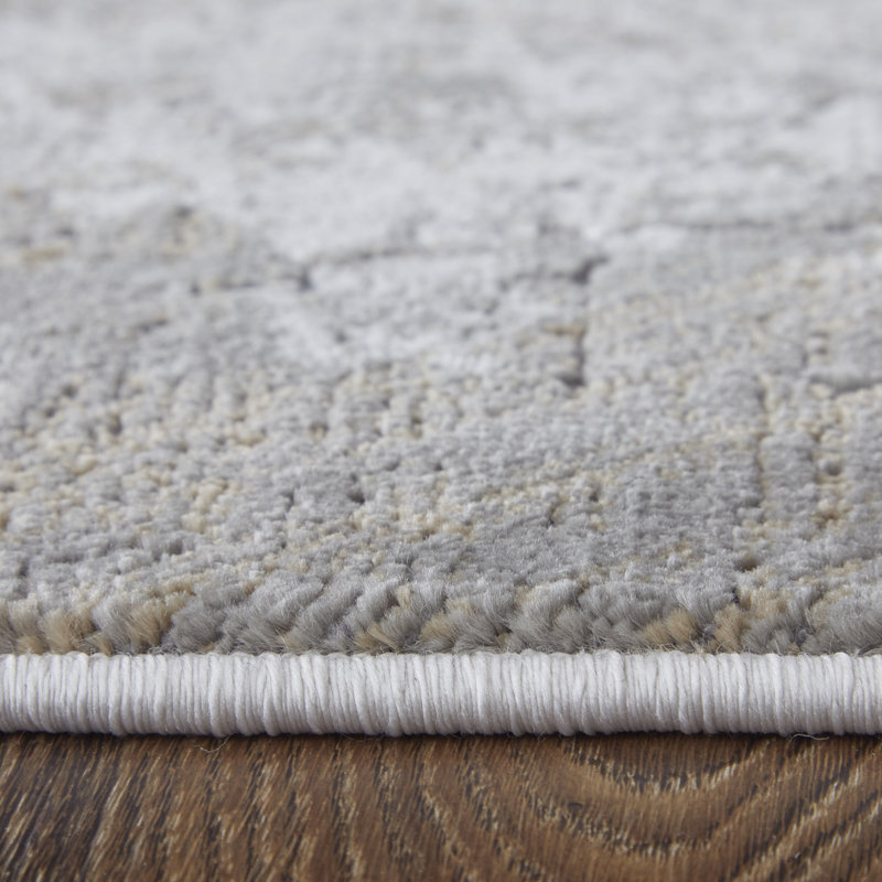 Vanhorn moderne abstrait, gris / argent / taupe, Tapis de couloir 2 pi 10 po x 7 pi 10 po