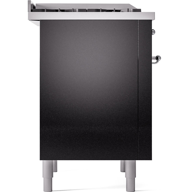 ILVE Nostalgie II 36 Dual Fuel Range, knobs, Glossy Black/Brass, Natural Gas