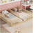 Double Twin Floor Bed with Fence, Guardrails, without door, Natural-259200186