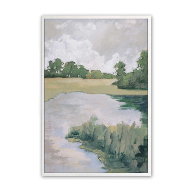Peaceful Riverside View II Print, 21" H x 17" W, White