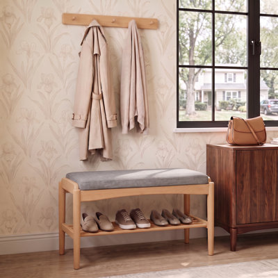 Assembled Solid Beech Upholstered Shoe Bench