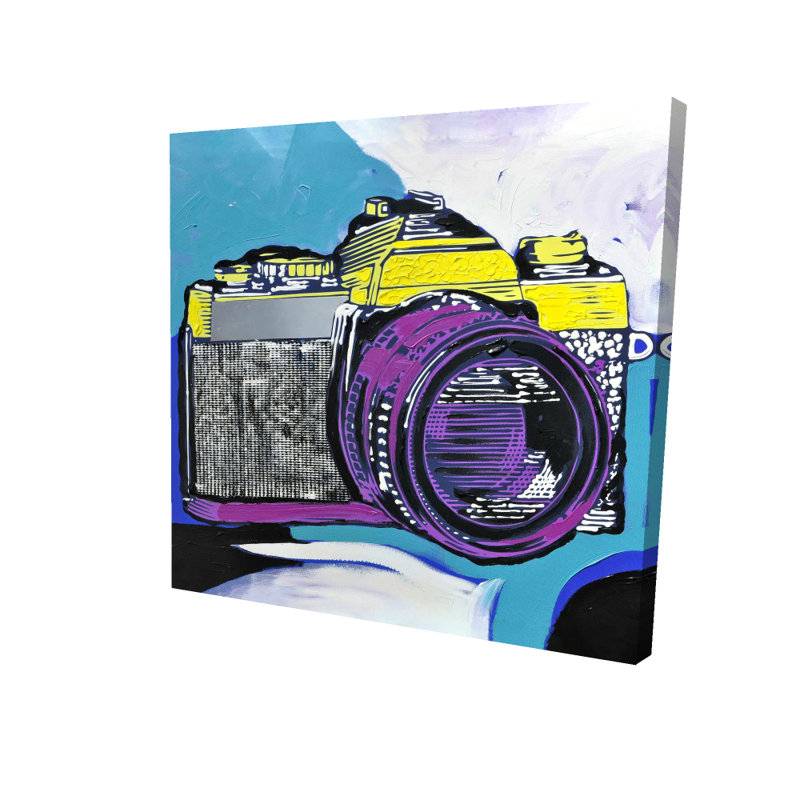 Appareil photo rétro sur toile, Toile tendue, H 8 po x l 8 po