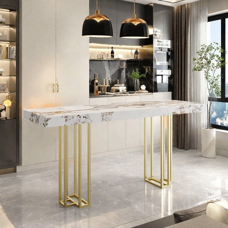Light luxury leisure one simple bar table, Golden, 39.3"H x 62.9"L x 17.7"W