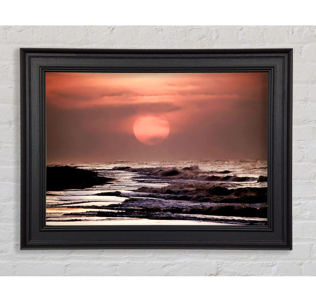 Gerahmtes Poster Pink Sunset Ocean