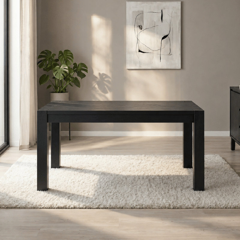 Table de salle à manger de style campagnard moderne 55 pouces NTC Block, Noir brûlé, 30" H x 55" W x 35.4" D