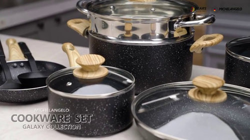 MICHELANGELO Pots and Pans Set 12 Pieces, Nonstick Copper Cookware