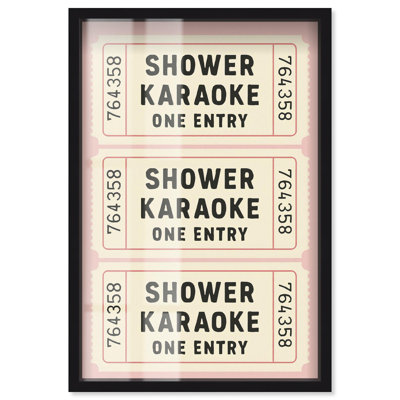 Shower Karaoke Entry Ticket Shadowbox Print Typography Art Print by Art Remedy