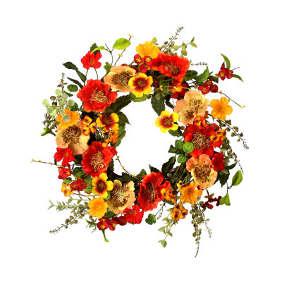 Mixed Poppy 20" Wreath