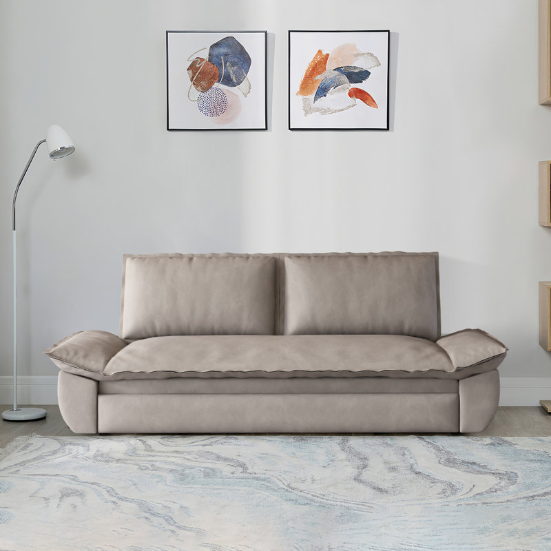 Grand canapé-lit 70,1 po, beige, Gris