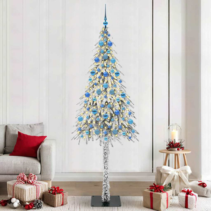 Christmas Tree with 150 LEDs PE and Steel, Blue, 6.89' H