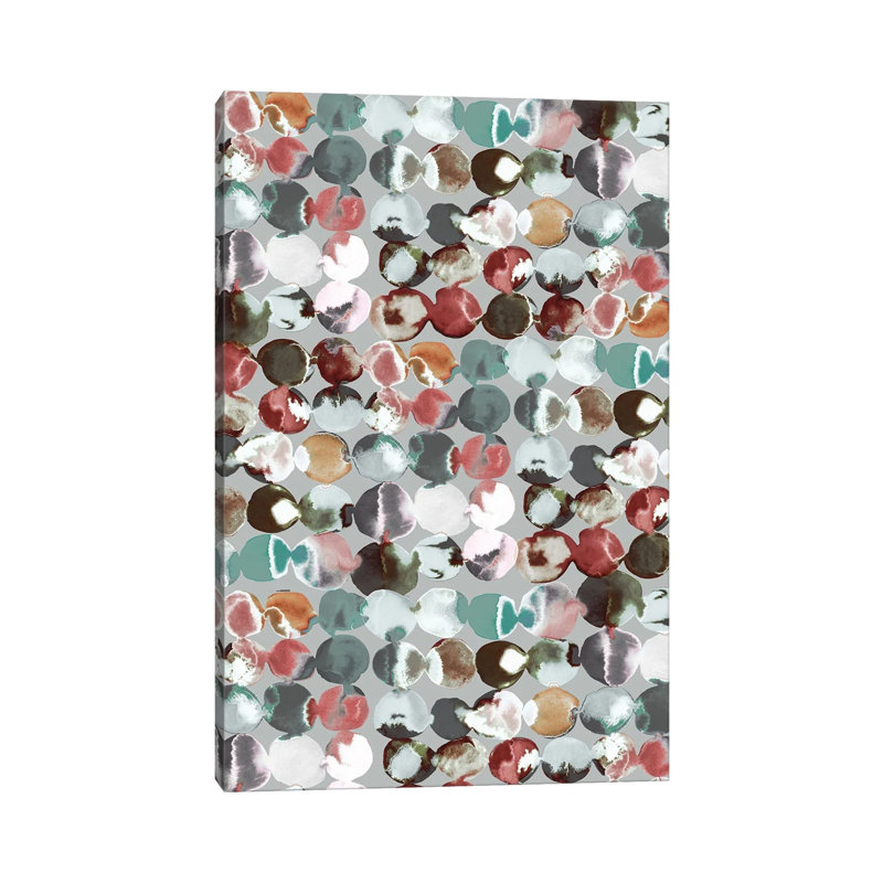 Ink Dots Green Grey 1 Piece Wrapped Canvas Wall Art, 152.5 cm H x 101.5 cm W