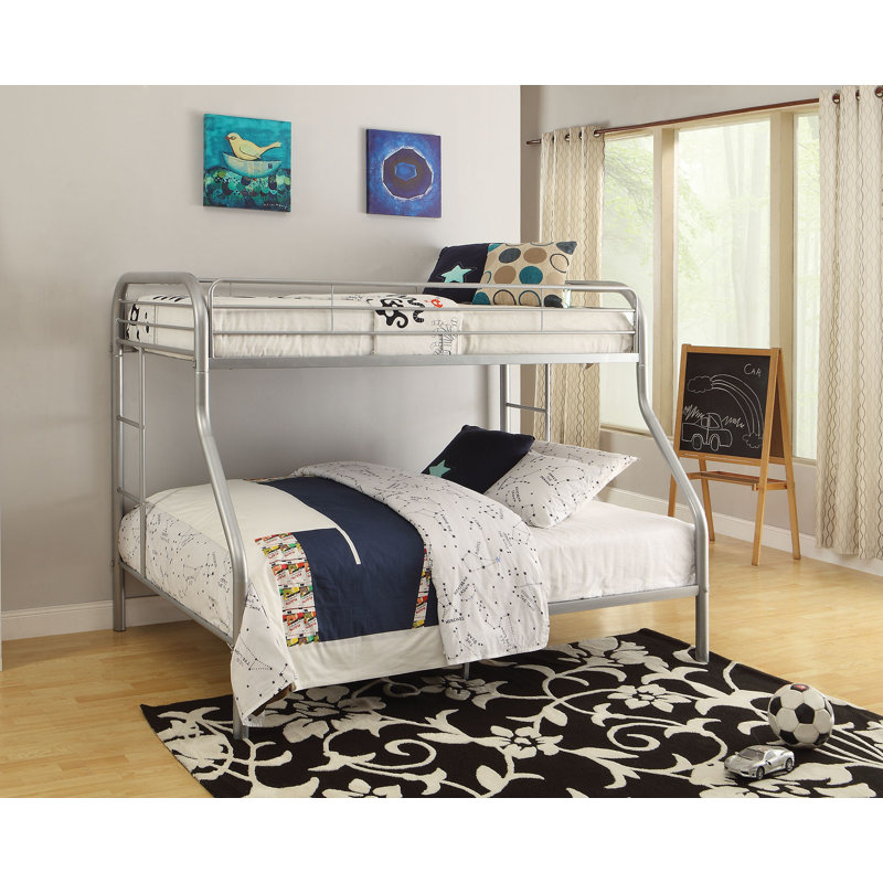 Kuehl Bunk Bed with Built-in Ladder, Silver, Twin XL over Queen