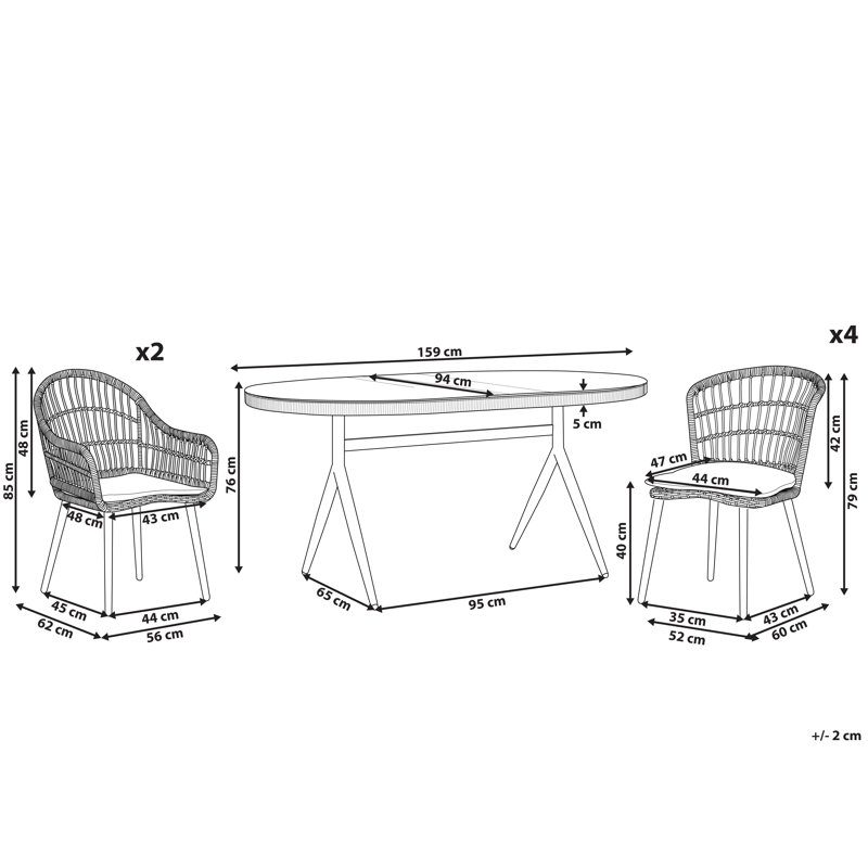 Frawley 6 - Person Patio Dining Set with Oval Table , Cushions Included