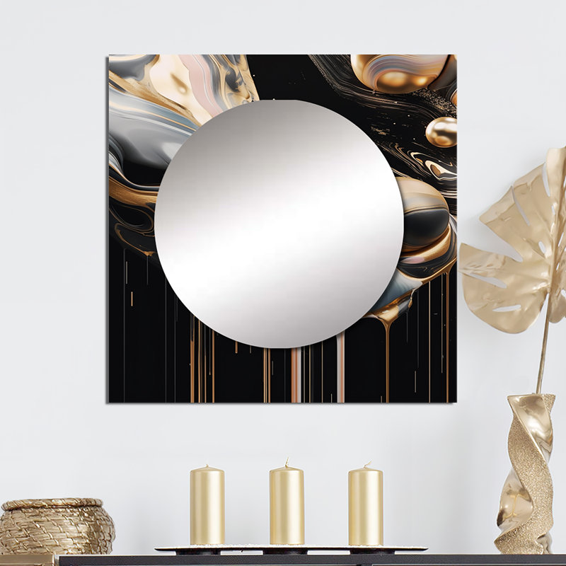 Ivah - Abstract Marble Large Square Mirror For Wall Art Decor, 36" x 36"