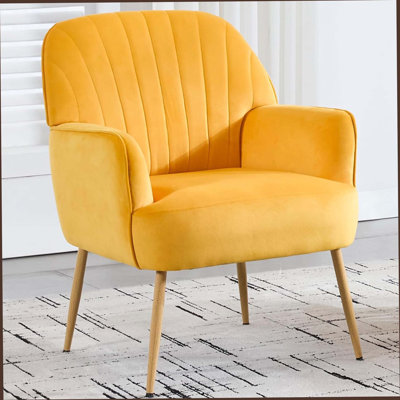 Velvet Accent Chair, Modern Upholstered Living Room Chairs, Luxury Single Sofa Armchair With Metal Legs, Comfy Barrel Chairs For Living Room, Waiting Room, Bedroom, Office And Cafe, Pink
