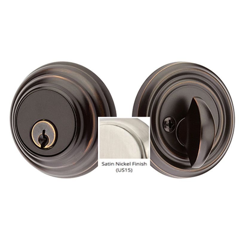 Low Profile Single Cylinder Deadbolt, Satin Nickel