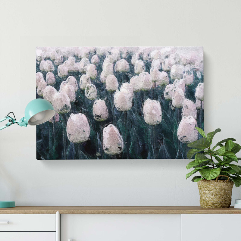 Field Of White Tulips - Wrapped Canvas Painting, 35cm H x 50cm W x 3cm D