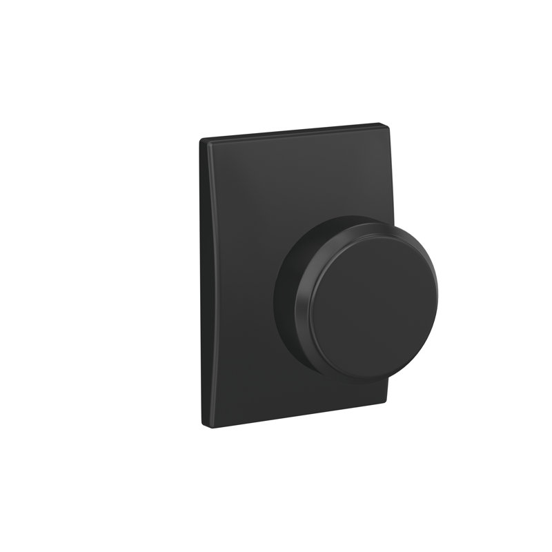 Bowery Non-Turning Knob with Century Trim, Matte Black, 3.86" H x 2.74" W x 2.21" D