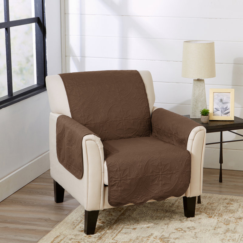 Housse réversible pour chaise de médaillon Medallion, Chocolat / Taupe